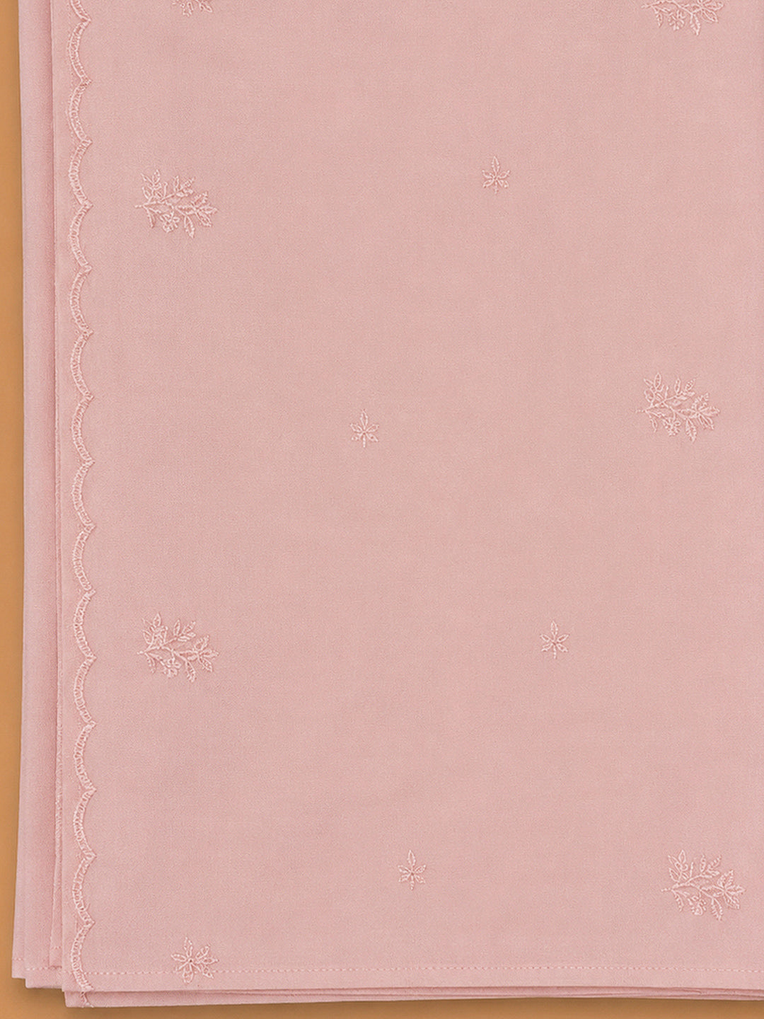 Peach Cotton Blend Printed Unstitched Dress Material
