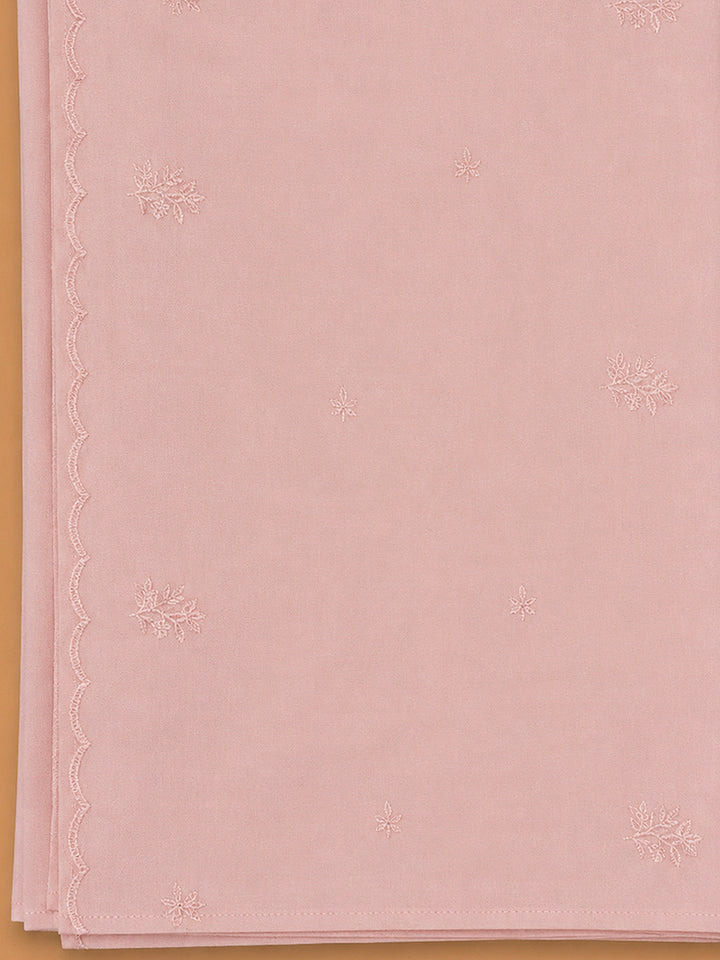 Peach Cotton Blend Printed Unstitched Dress Material