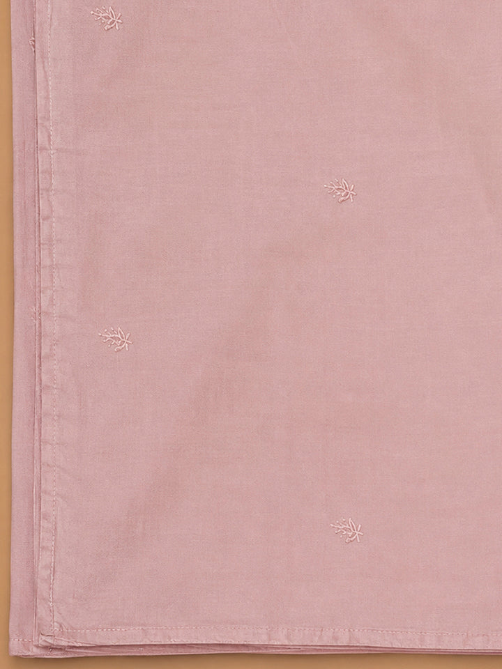 Peach Cotton Blend Printed Unstitched Dress Material