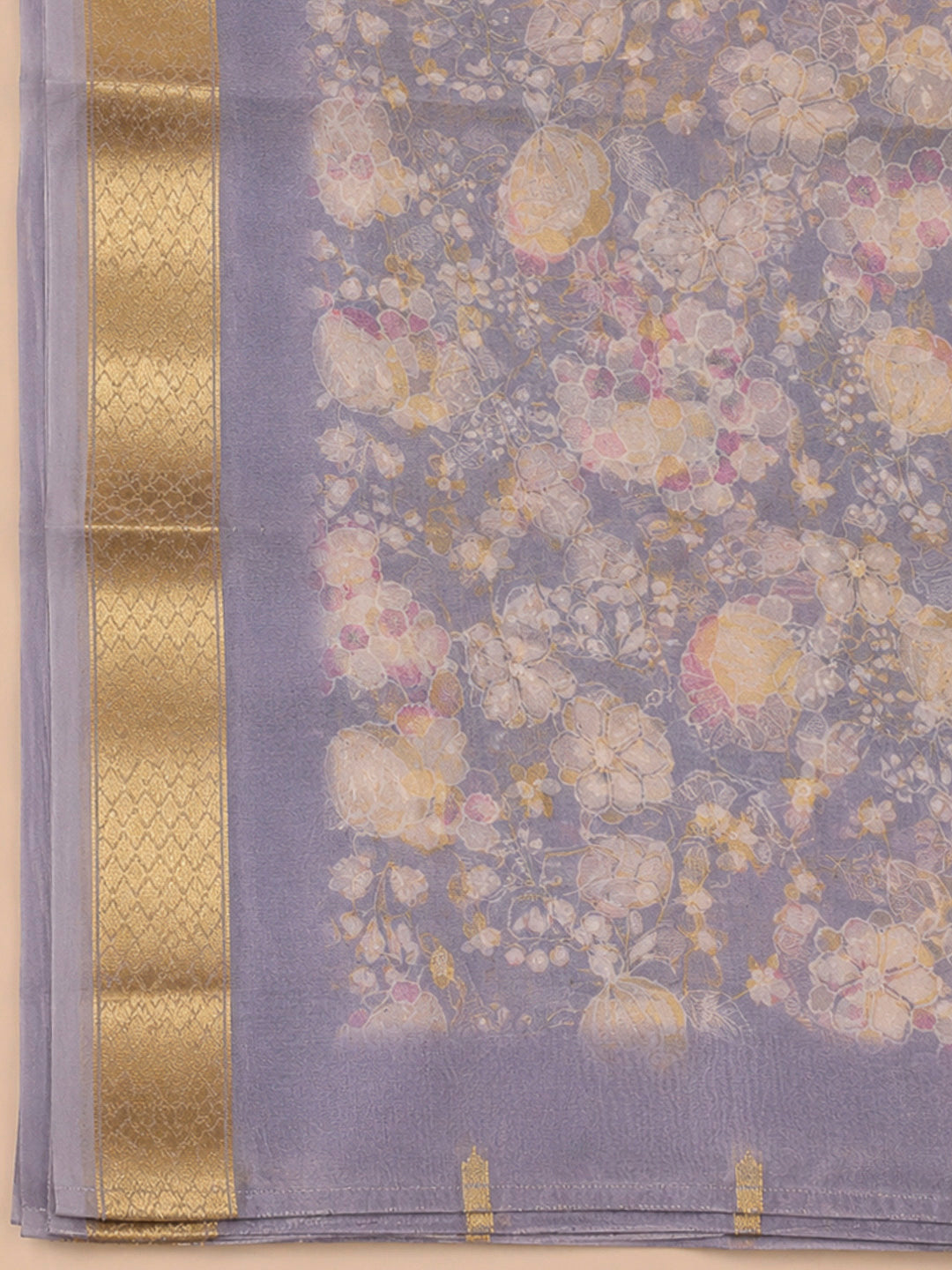 Purple Organza Embroidered Unstitched Dress Material