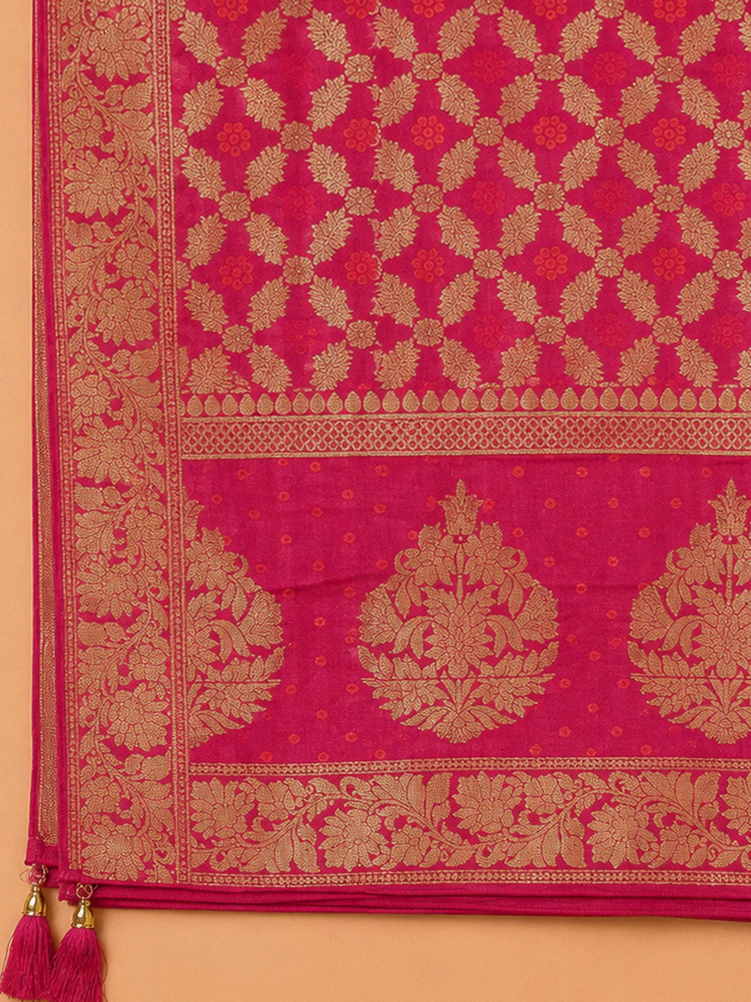 Mouse Chanderi Embroidered Unstitched Dress Material