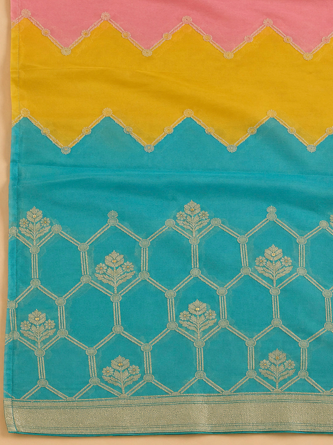 Firozee Chanderi Embroidered Unstitched Dress Material