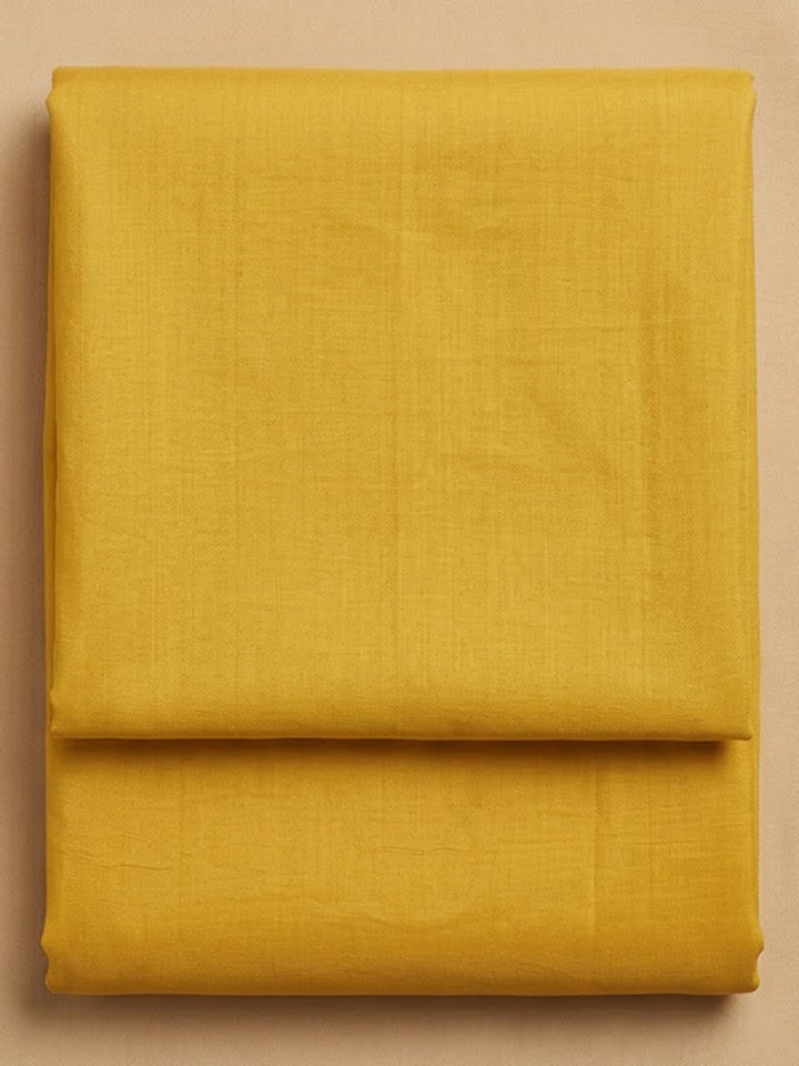 Mustard Chanderi Embroidered Unstitched Dress Material