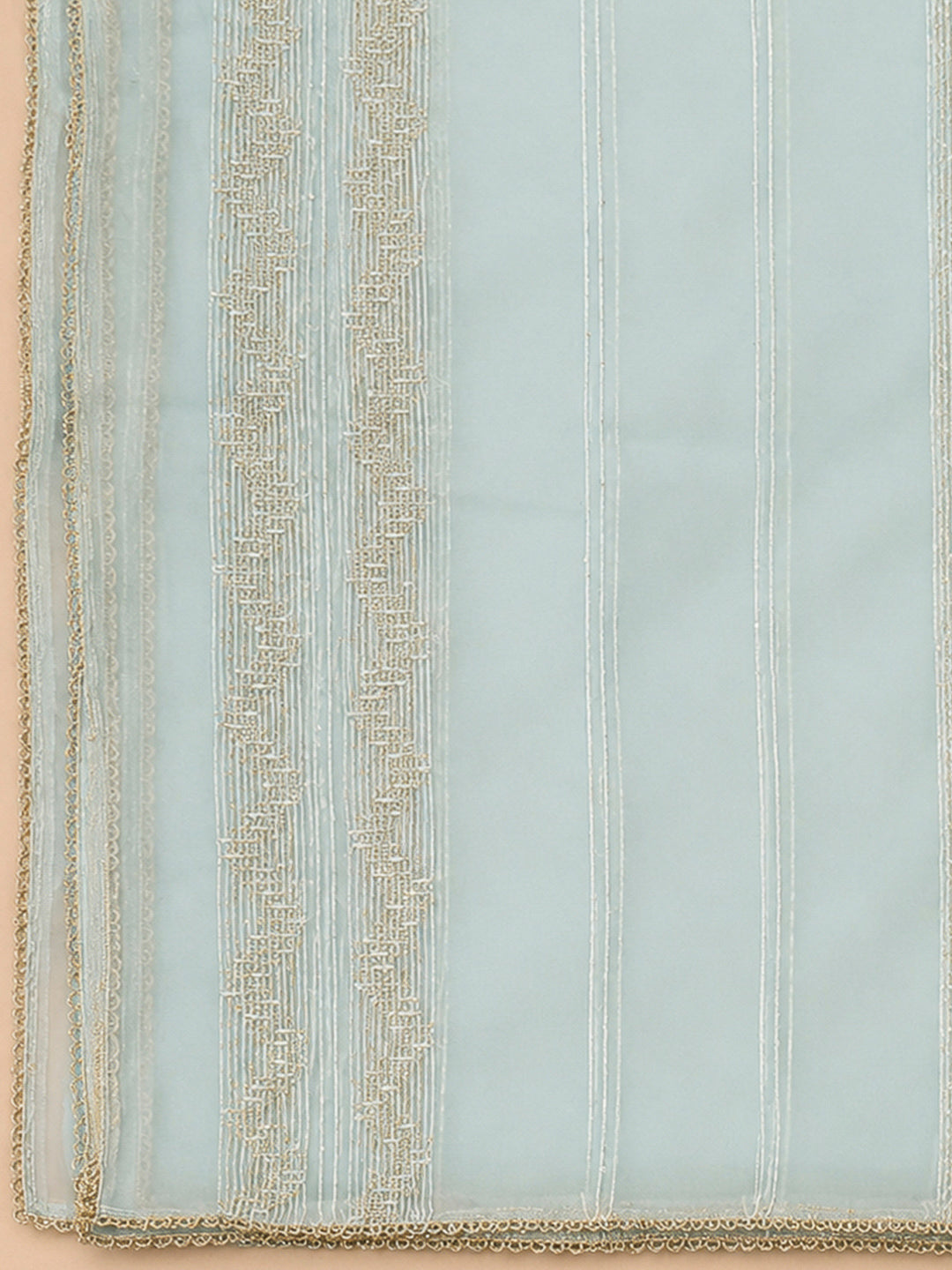 Sky Blue Chanderi Embroidered Unstitched Dress Material