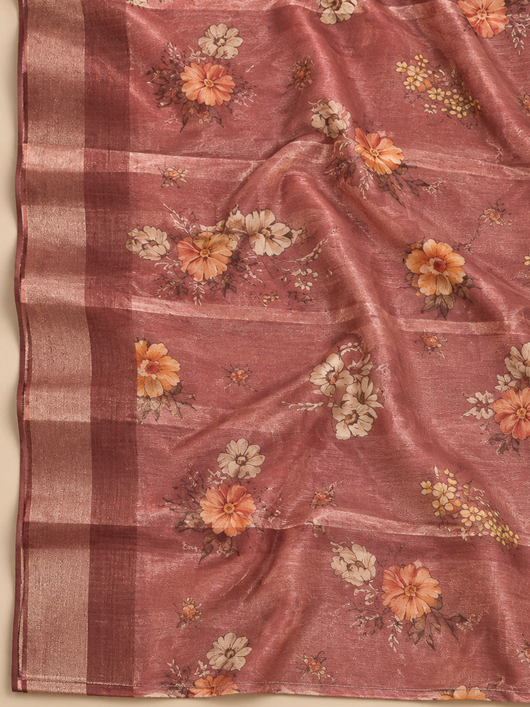 Onion Pink Tissue Embroidered Unstitched Dress Material