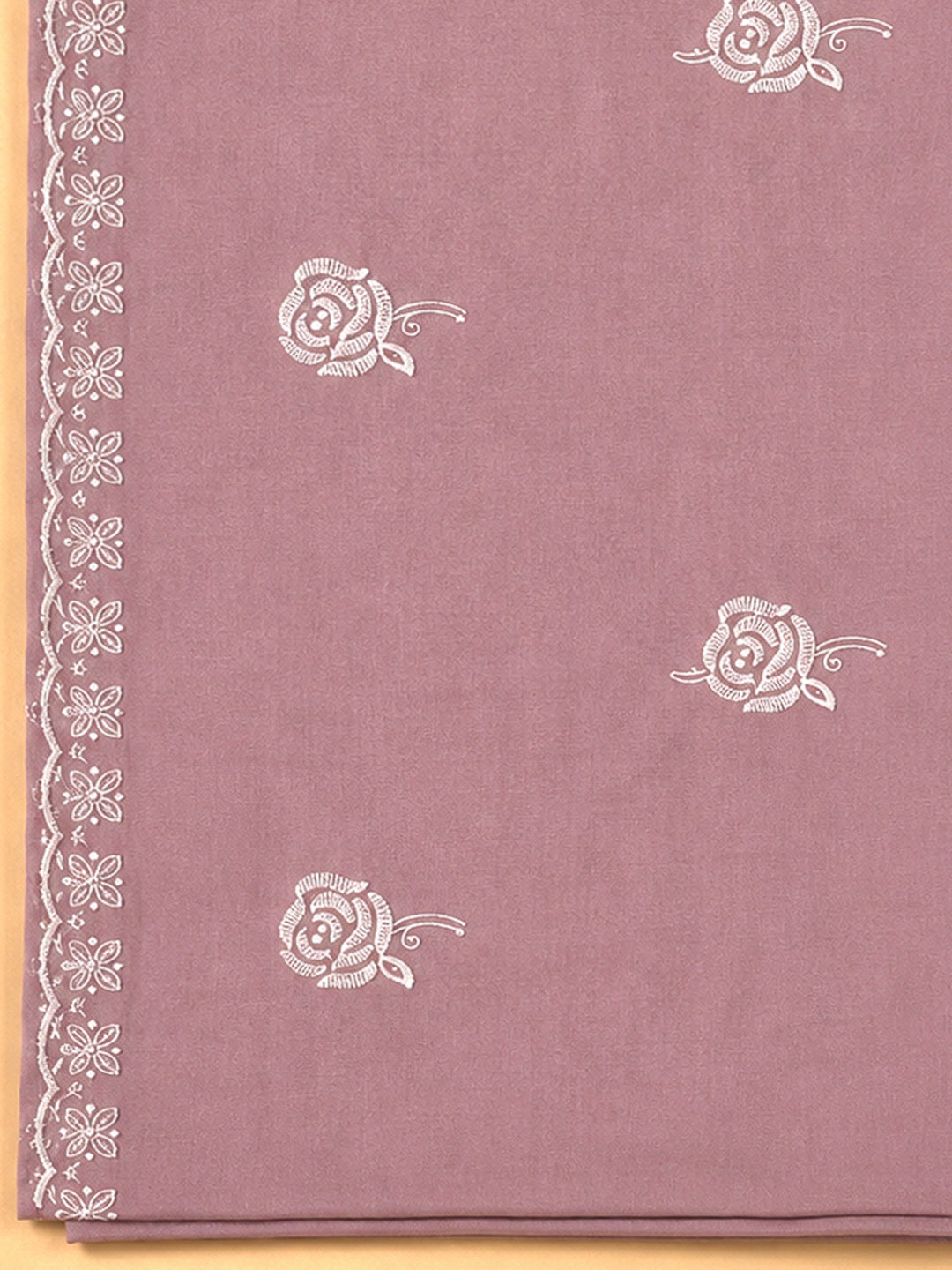 Onion Pink Chanderi Embroidered Unstitched Dress Material