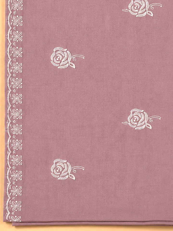 Onion Pink Chanderi Embroidered Unstitched Dress Material