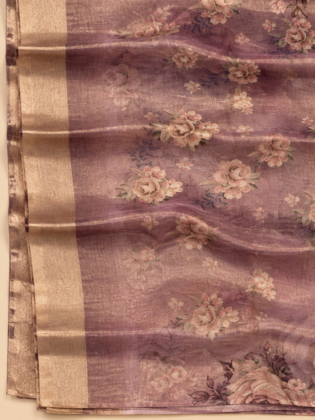 Lavender Tissue Embroidered Unstitched Dress Material