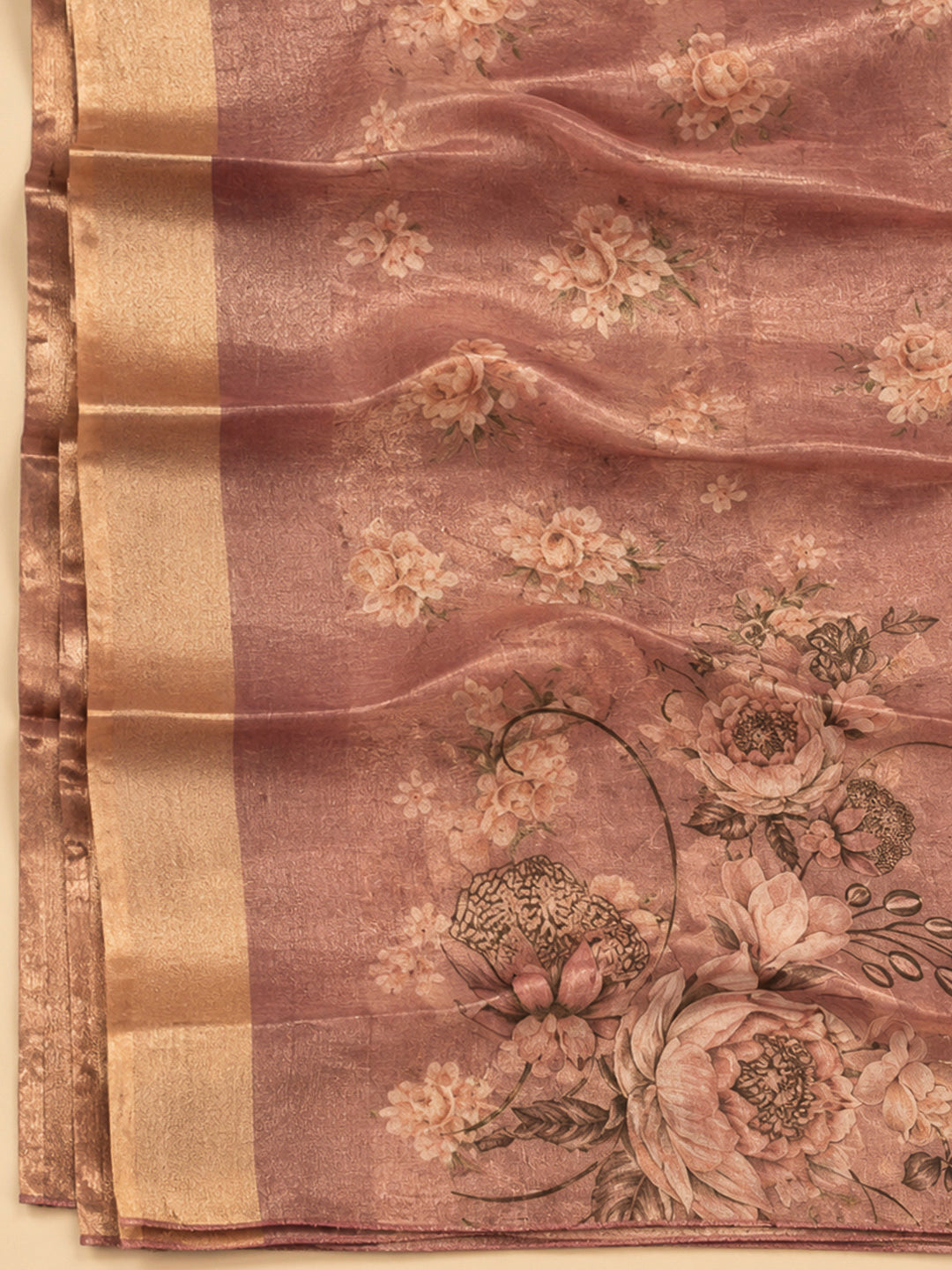 Onion Pink Tissue Embroidered Unstitched Dress Material