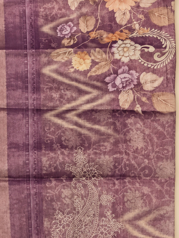 Purple Tissue Embroidered Unstitched Dress Material
