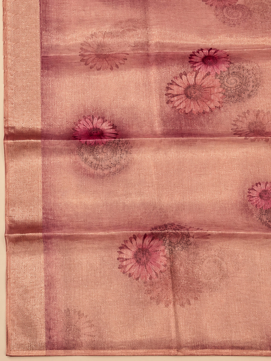 Onion Pink Tissue Embroidered Unstitched Dress Material