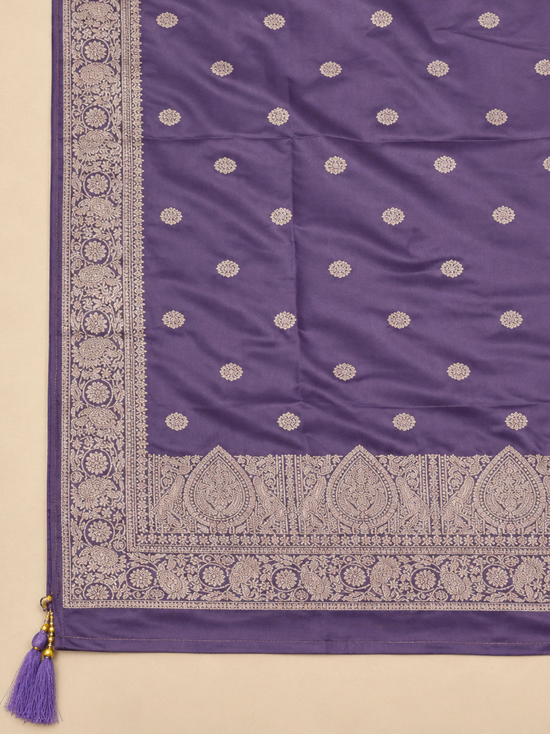 Purple Chanderi Woven Design Unstitched Dress Material