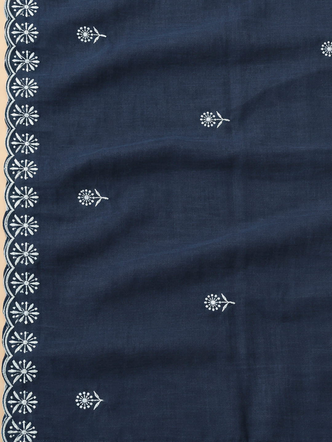 Indigo Chanderi Embroidered Unstitched Dress Material