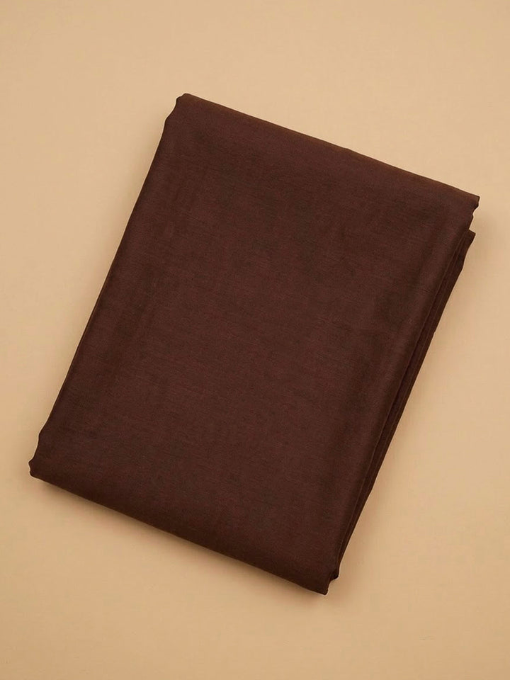 Brown Chanderi Embroidered Unstitched Dress Material