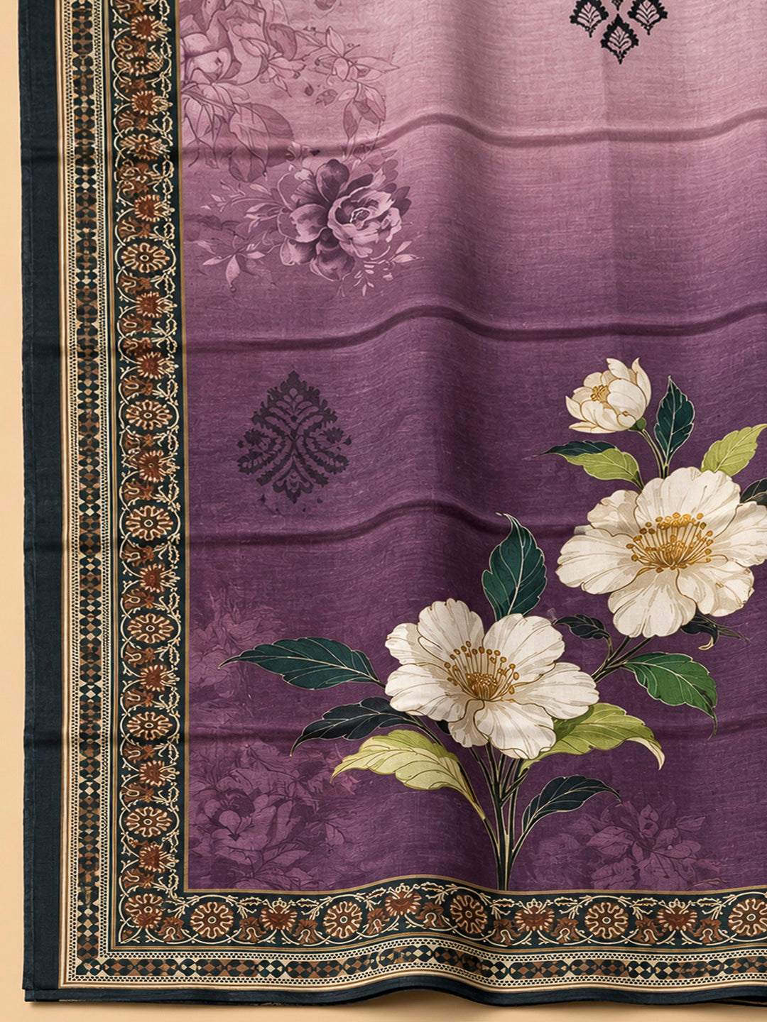 Purple Chanderi Embroidered Unstitched Dress Material