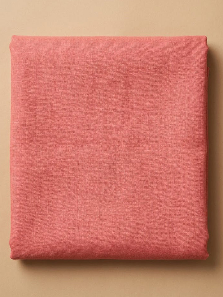 Peach Linen Blend Embroidered Unstitched Dress Material