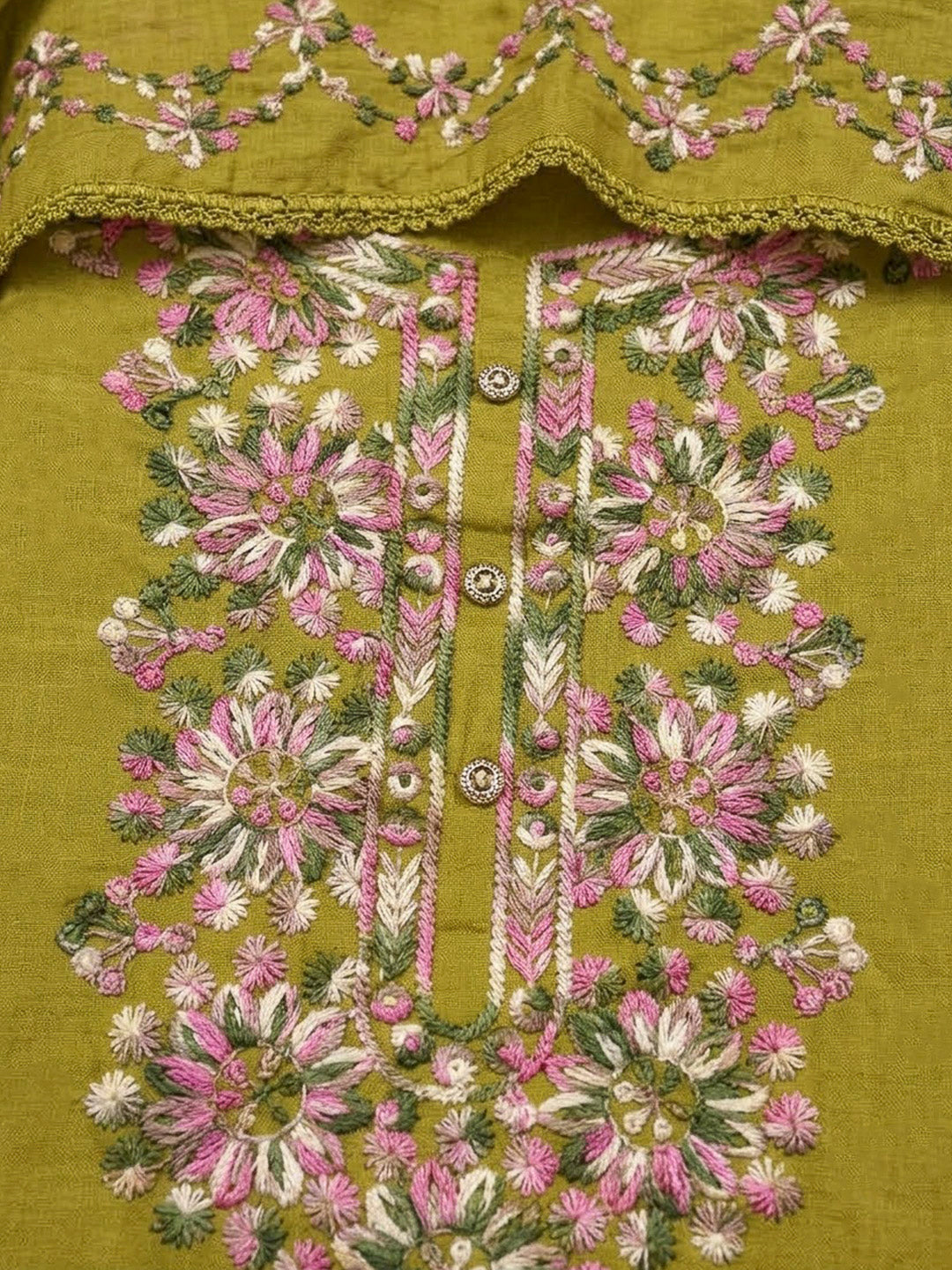 Lemon Cotton Blend Embroidered Unstitched Dress Material
