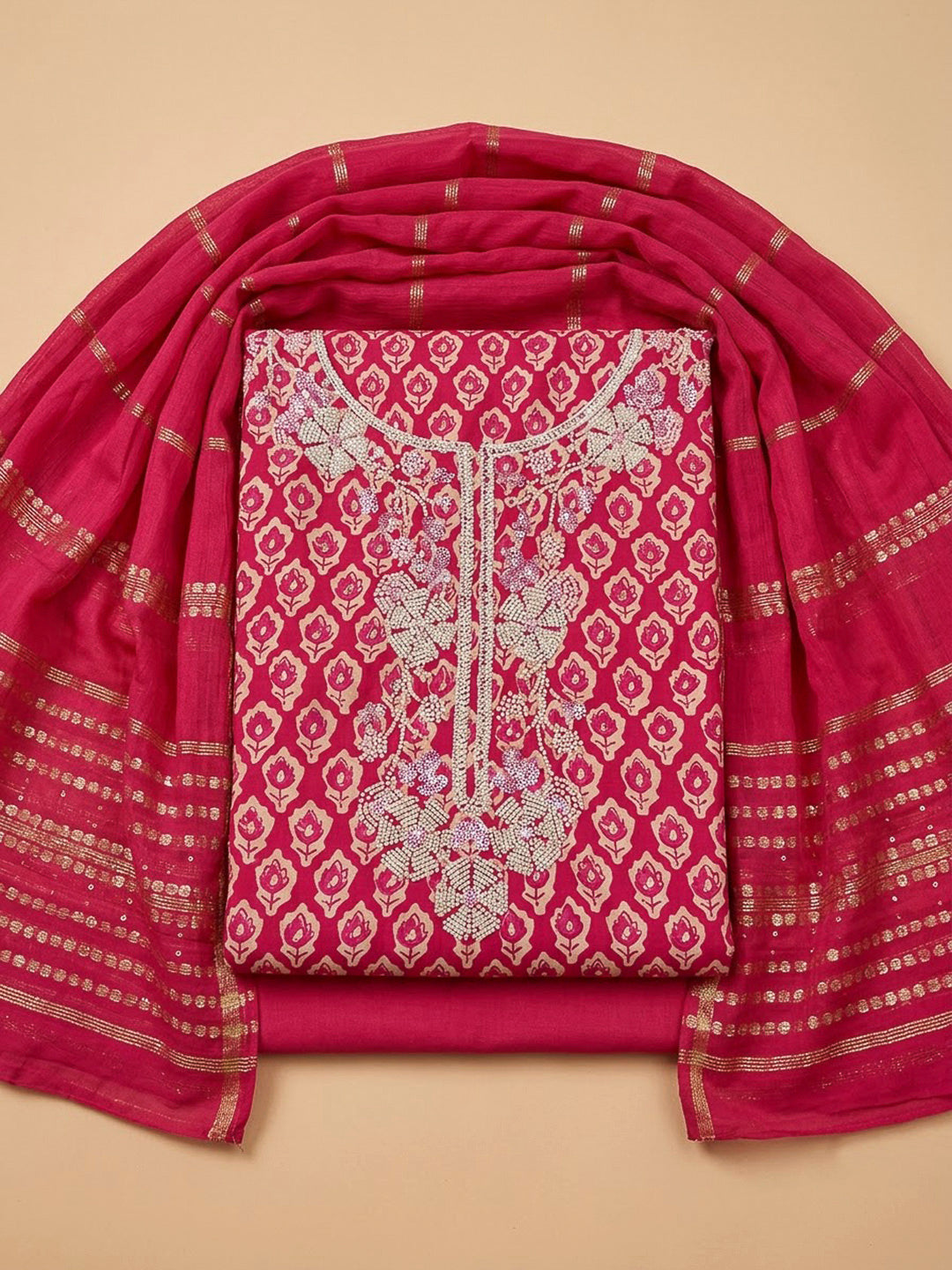 Rani Cotton Blend Embroidered Unstitched Dress Material