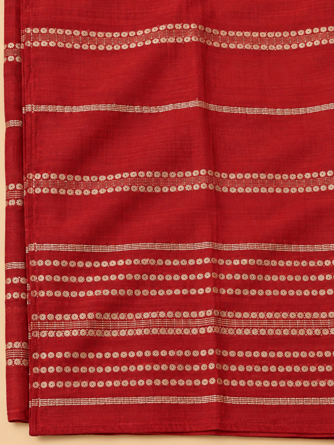 Red Cotton Blend Embroidered Unstitched Dress Material