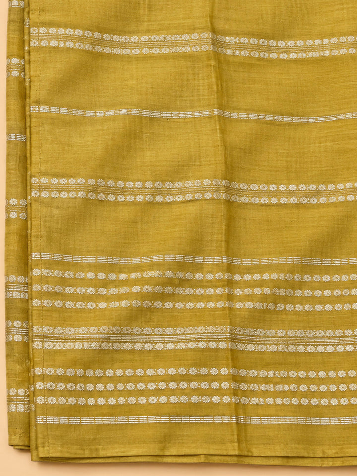 Mustard Cotton Blend Embroidered Unstitched Dress Material