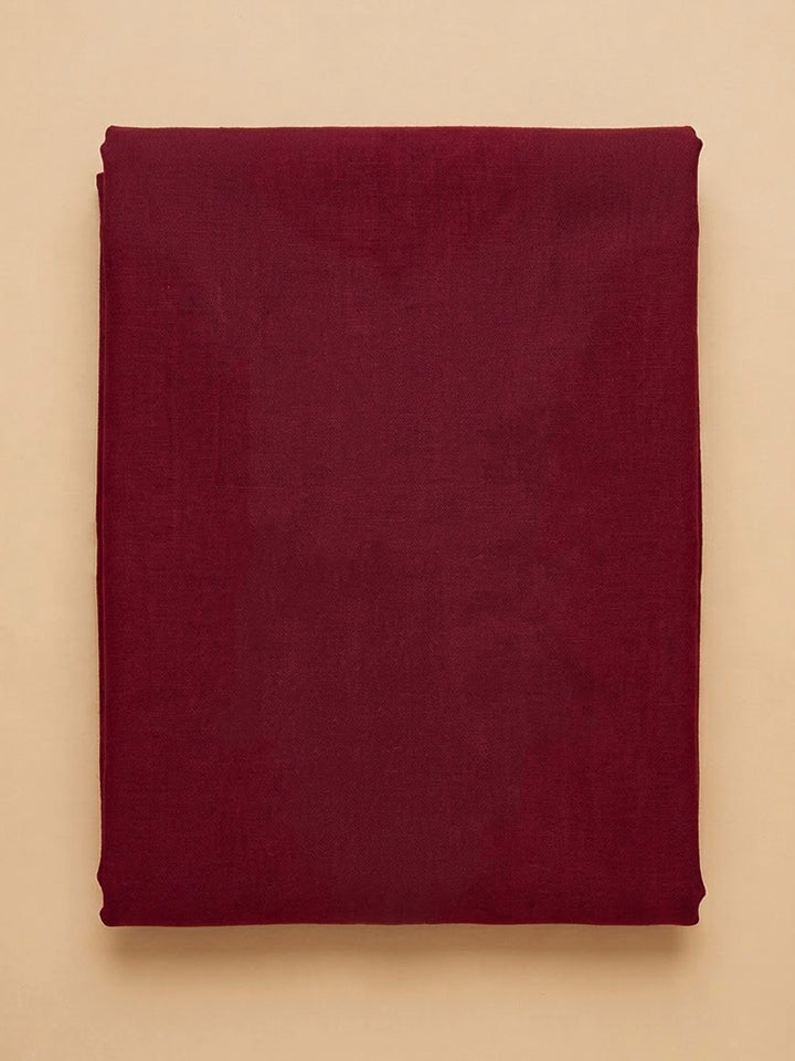 Wine Cotton Blend Embroidered Unstitched Dress Material