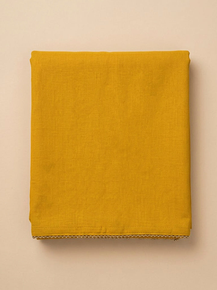 Mustard Cotton Blend Embroidered Unstitched Dress Material