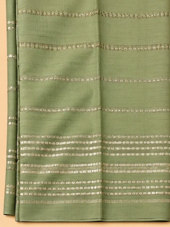 Pista Green Cotton Blend Embroidered Unstitched Dress Material