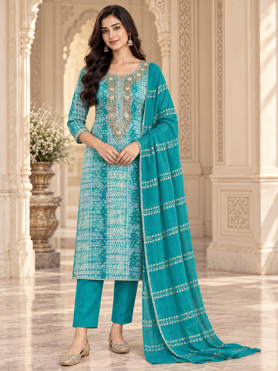 Firozee Cotton Blend Embroidered Unstitched Dress Material