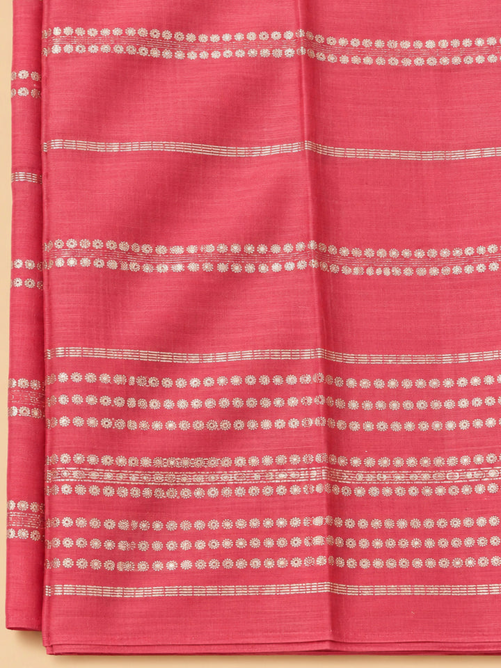 Onion Pink Cotton Blend Embroidered Unstitched Dress Material
