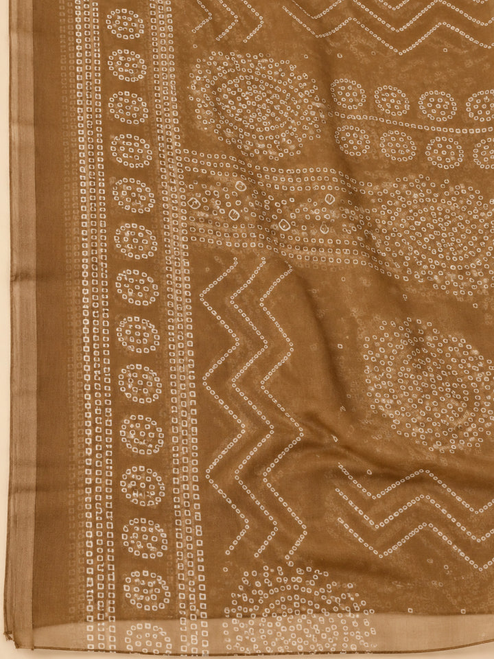Mustard Cotton Blend Printed Unstitched Dress Material