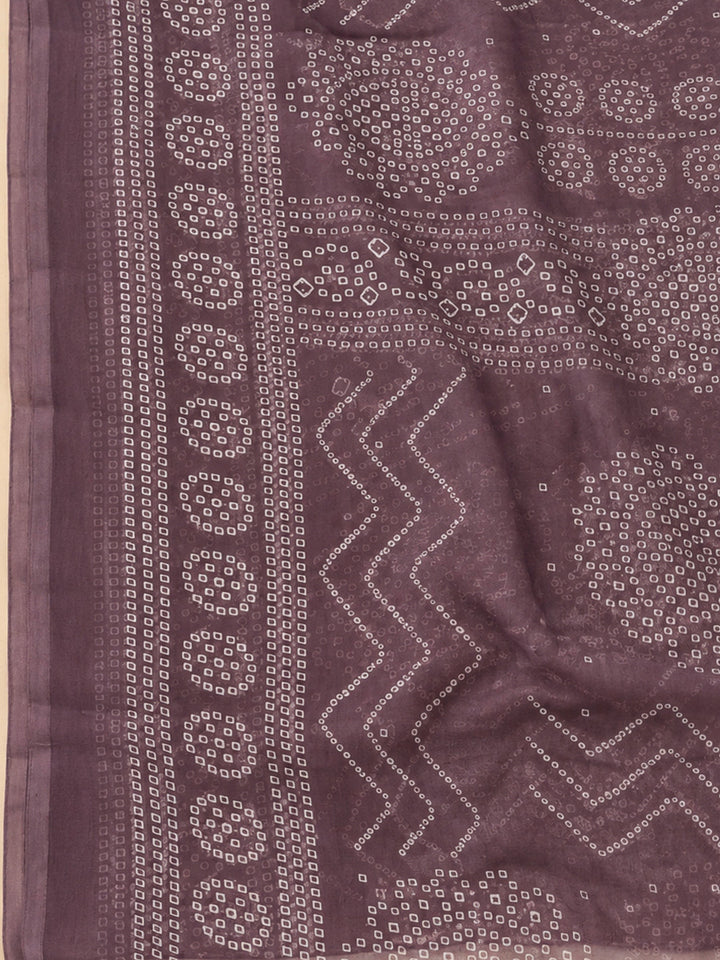 Purple Cotton Blend Printed Unstitched Dress Material