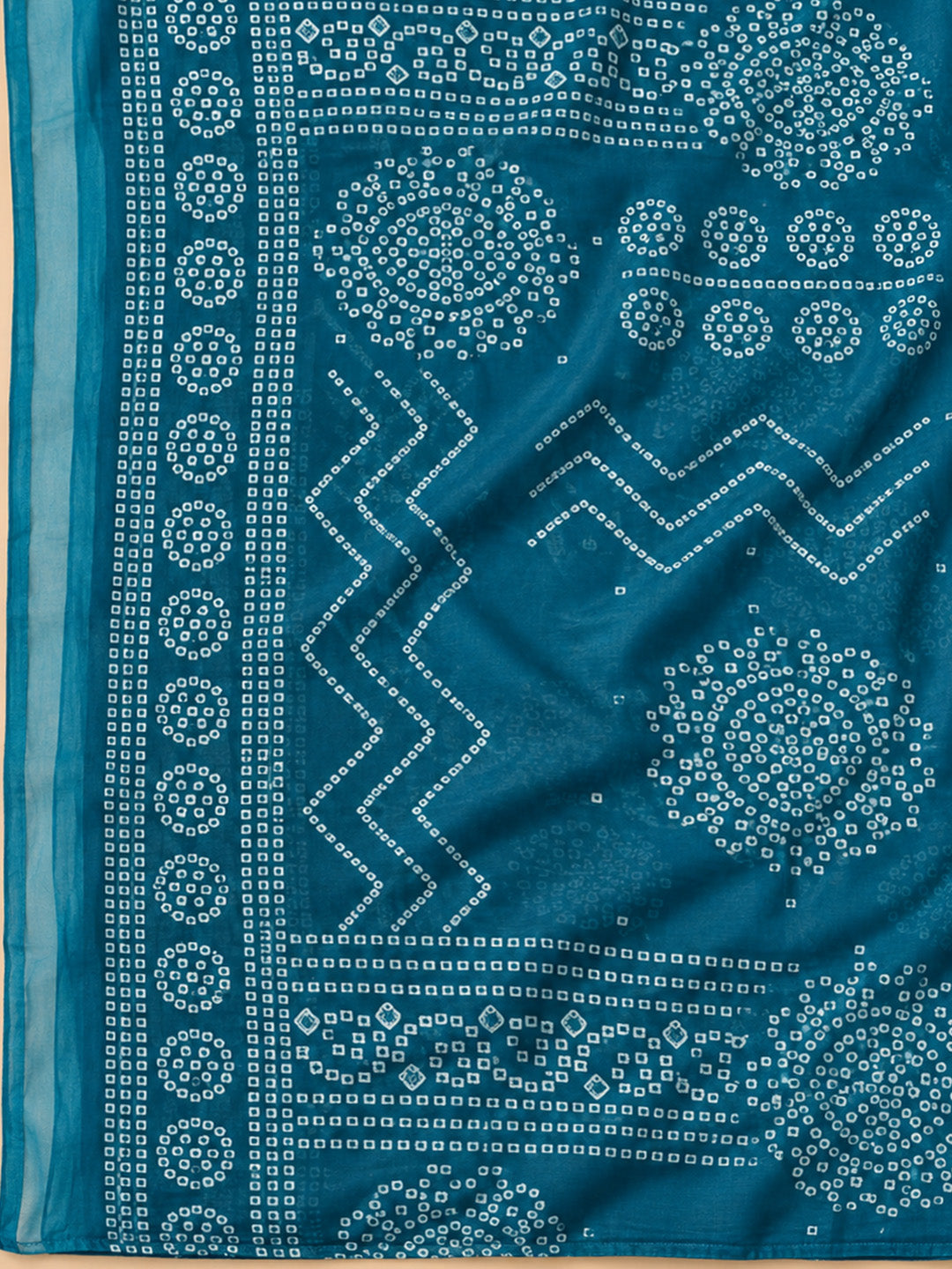 Blue Cotton Blend Printed Unstitched Dress Material