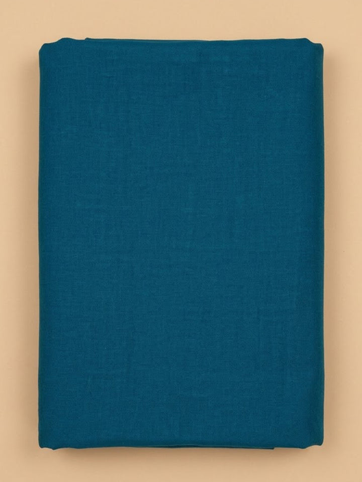Blue Cotton Blend Printed Unstitched Dress Material