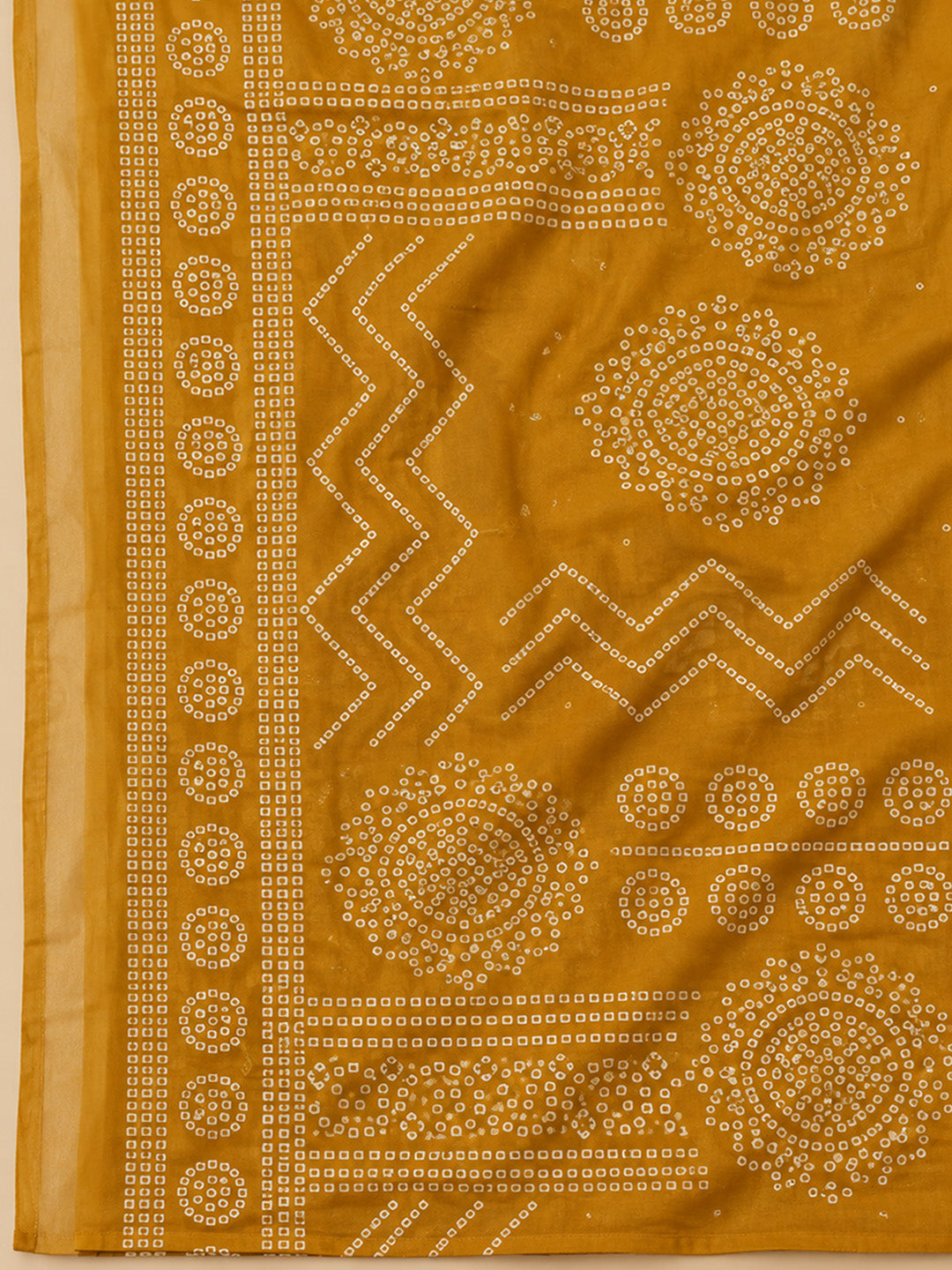 Mustard Cotton Blend Printed Unstitched Dress Material