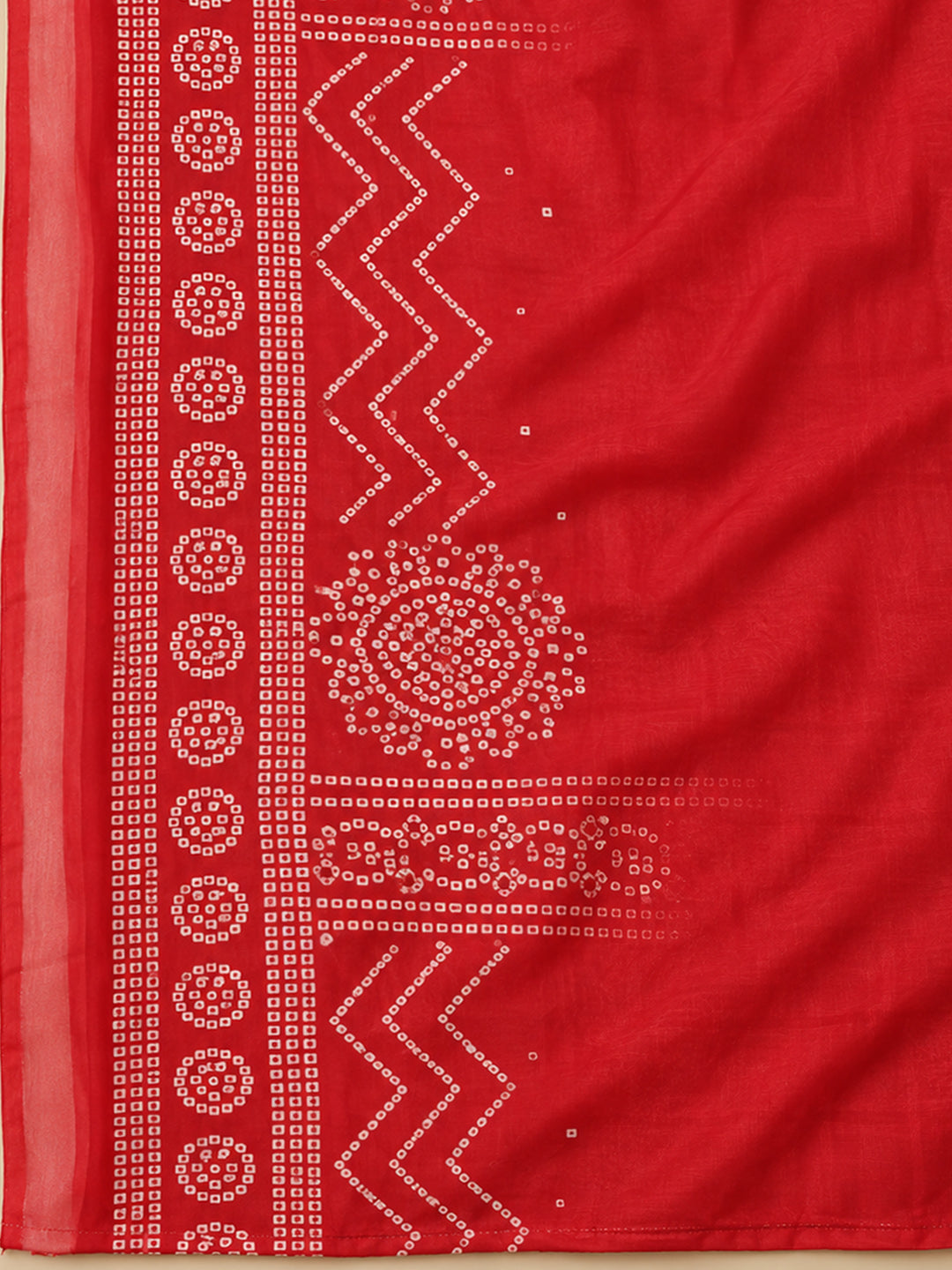 Red Cotton Blend Printed Unstitched Dress Material