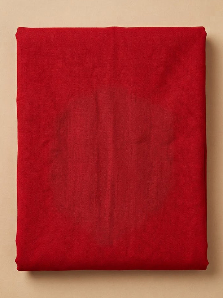 Red Cotton Blend Printed Unstitched Dress Material