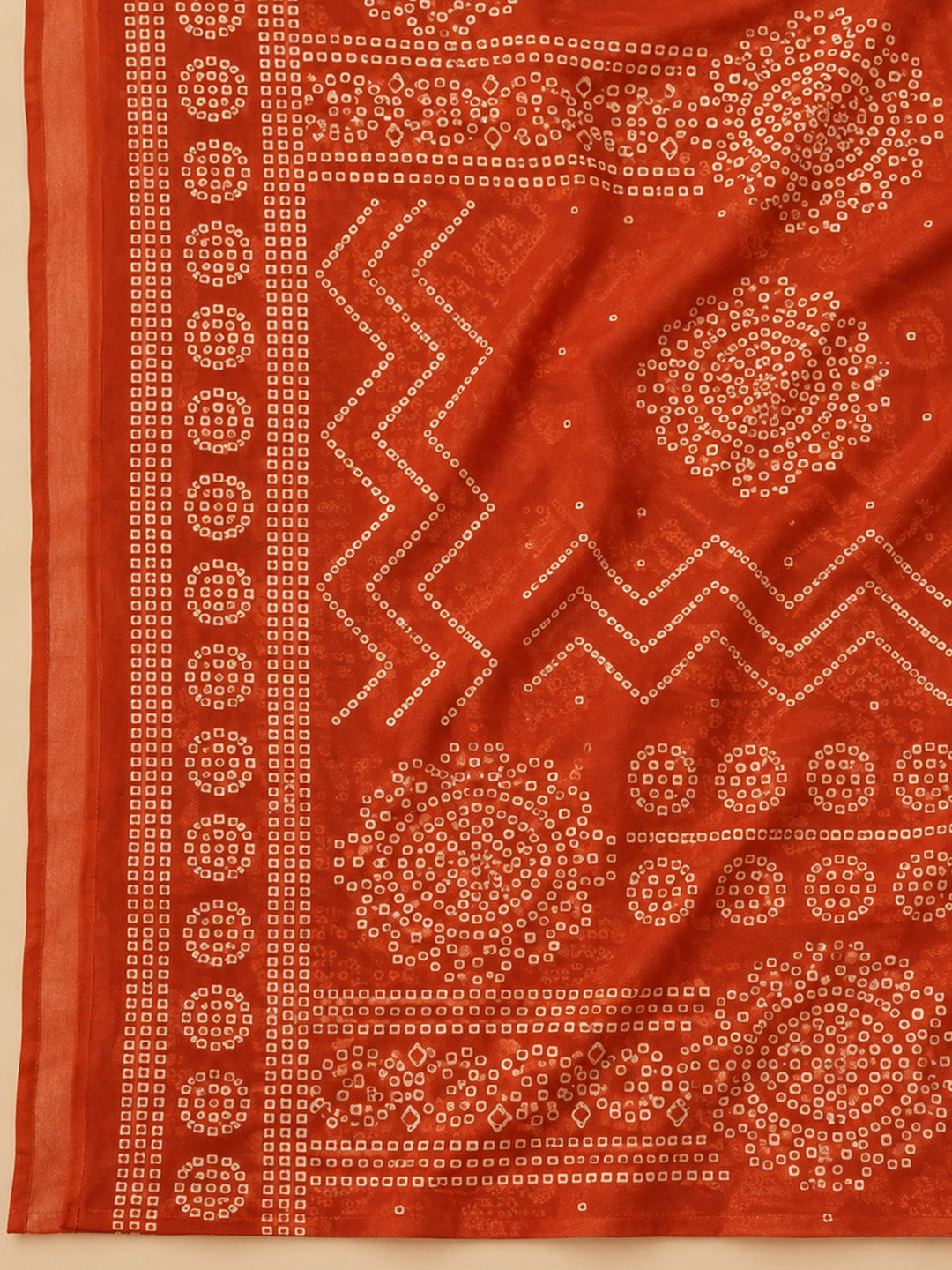 Rust Cotton Blend Printed Unstitched Dress Material