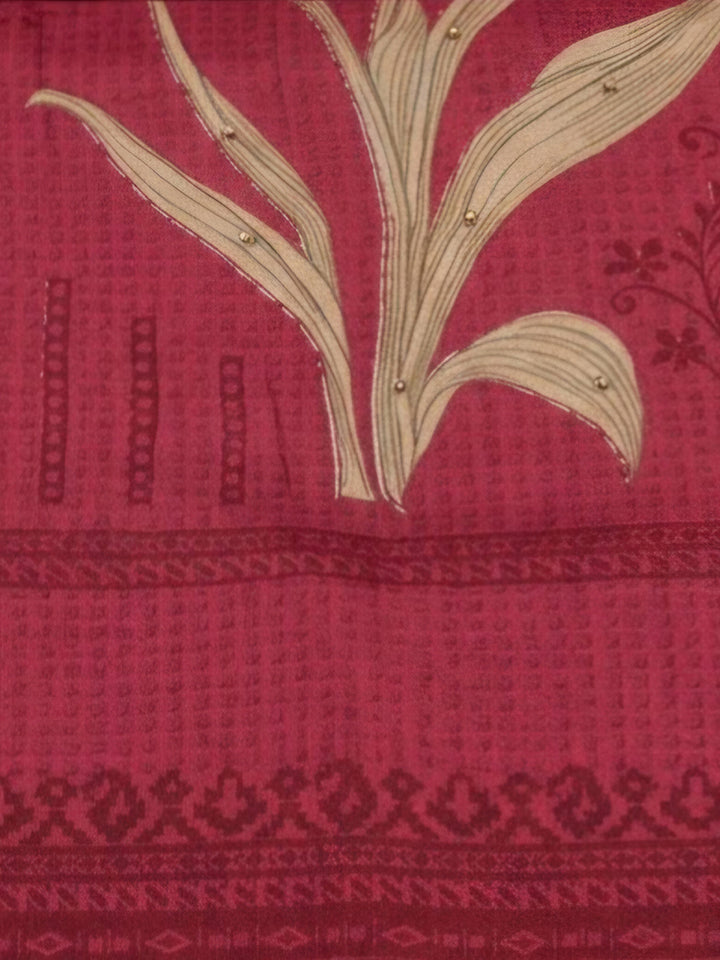 Onion Pink Cotton Blend Printed Unstitched Dress Material