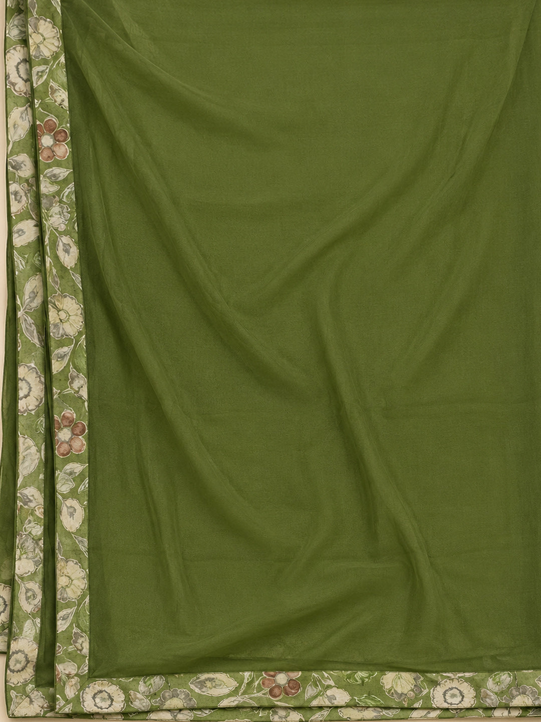 Green Cotton Blend Printed Unstitched Dress Material