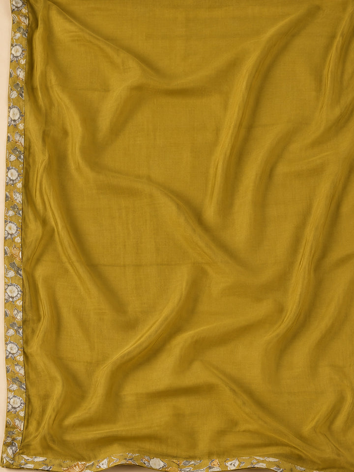 Mehndi Cotton Blend Printed Unstitched Dress Material