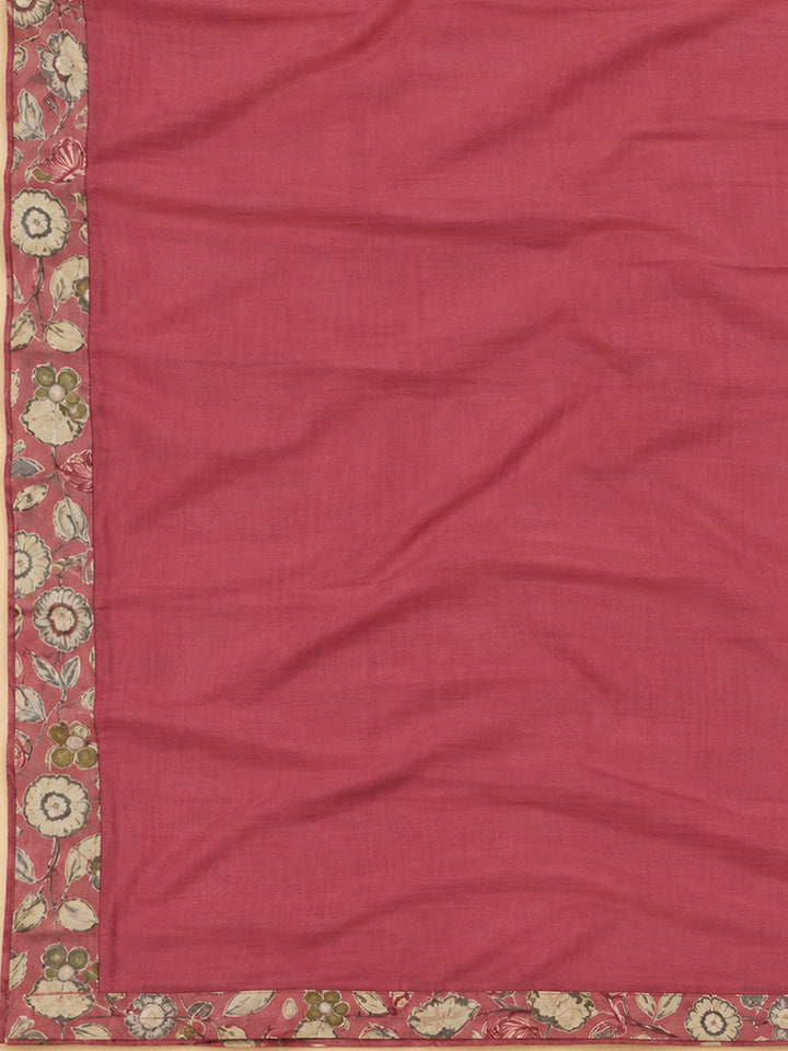 Onion Pink Cotton Blend Printed Unstitched Dress Material