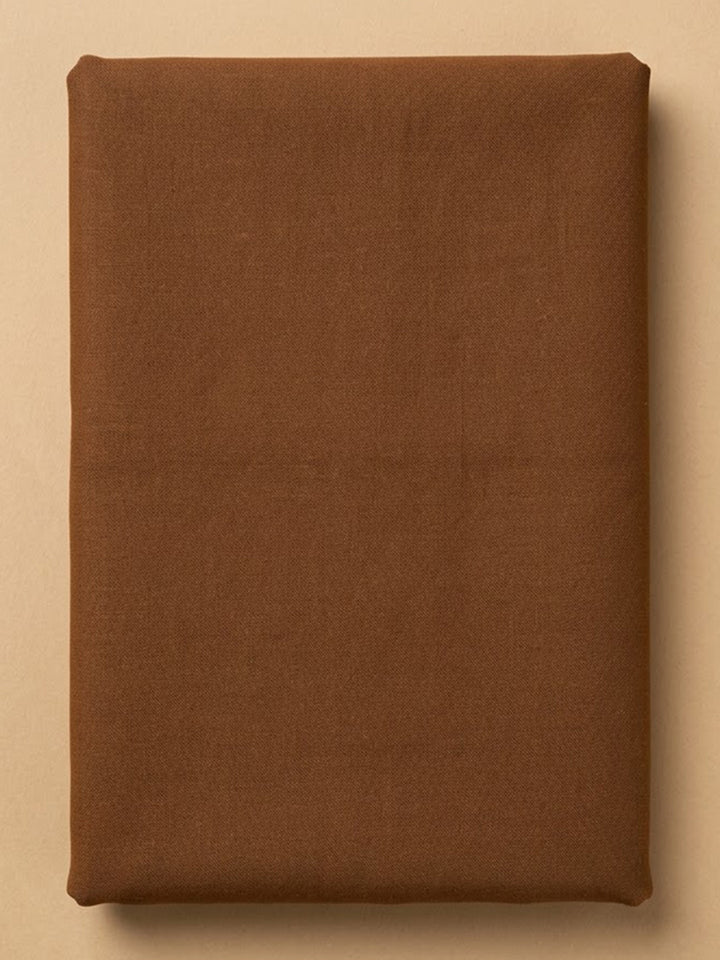Brown Cotton Blend Embroidered Unstitched Dress Material