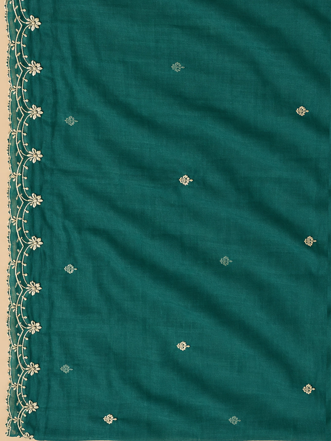 Rama Green Cotton Blend Embroidered Unstitched Dress Material