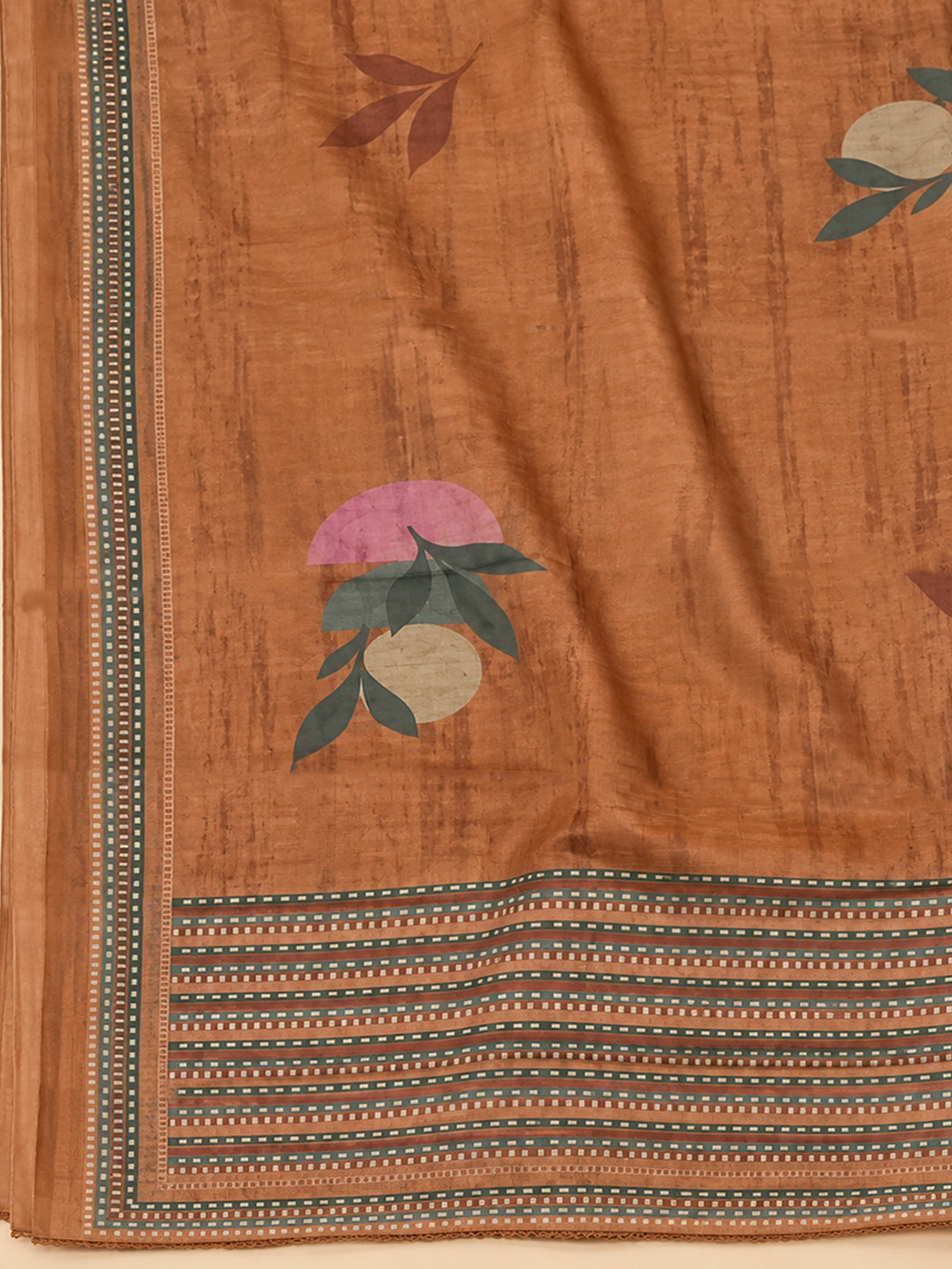 Rust Cotton Blend Printed Unstitched Dress Material