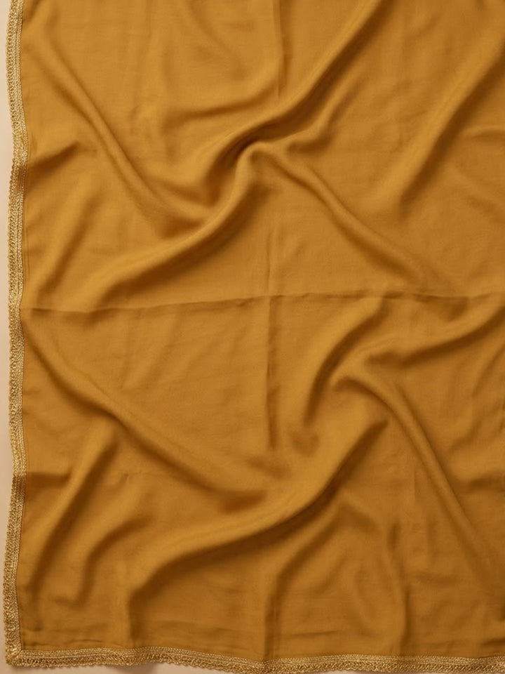 Mustard Cotton Blend Printed Unstitched Dress Material
