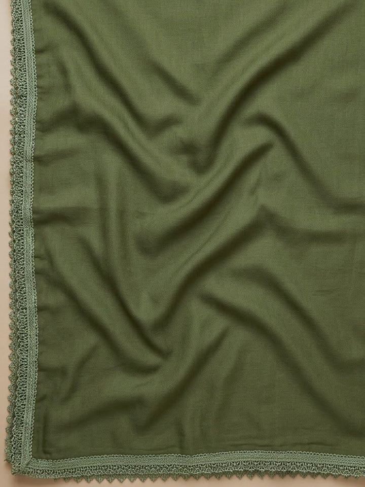 Bottle Green Cotton Blend Printed Unstitched Dress Material