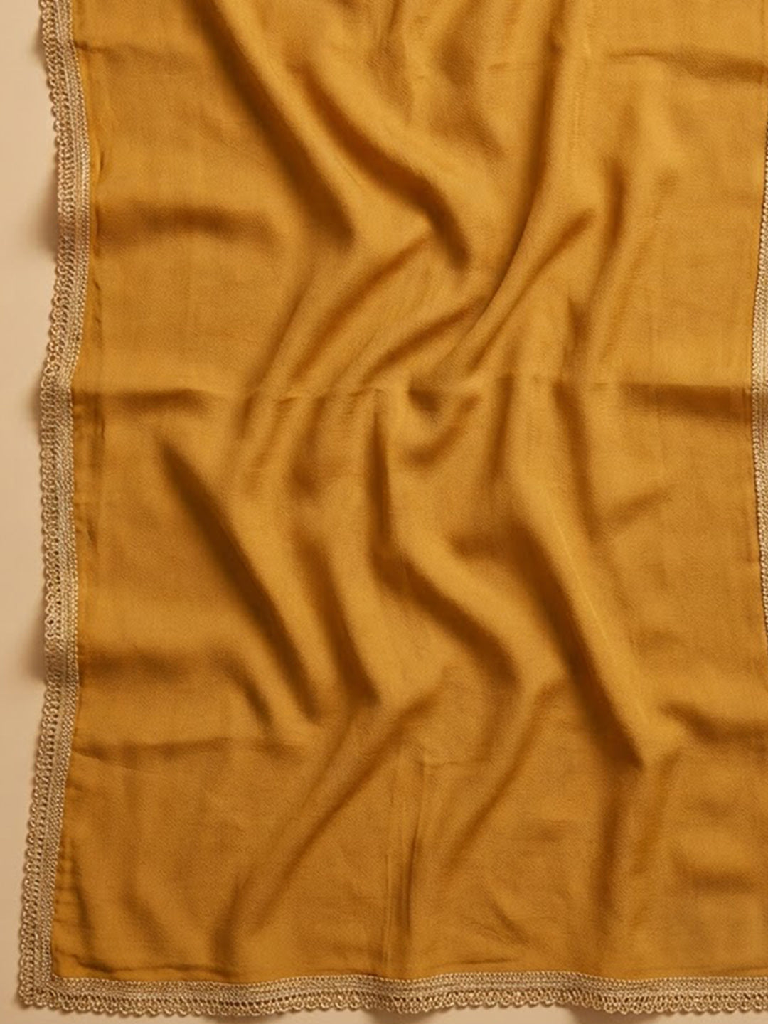 Mustard Cotton Blend Printed Unstitched Dress Material