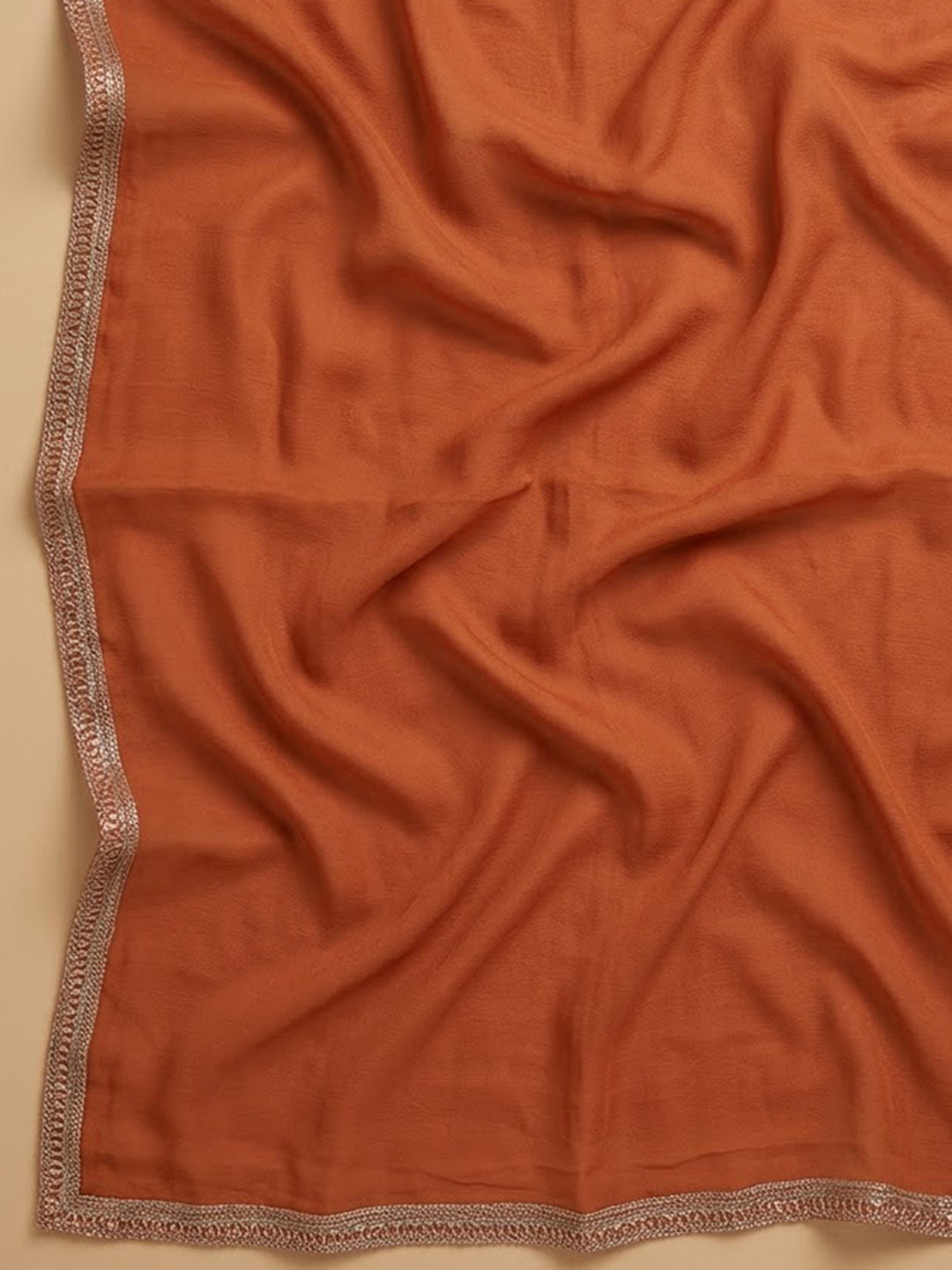Rust Cotton Blend Printed Unstitched Dress Material