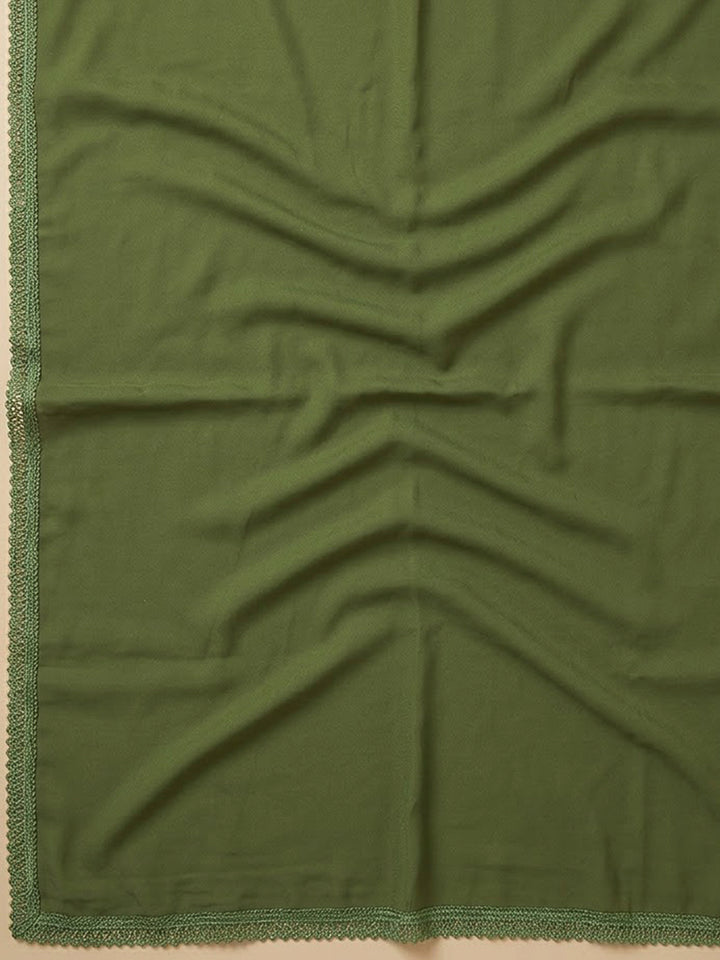 Green Cotton Blend Printed Unstitched Dress Material