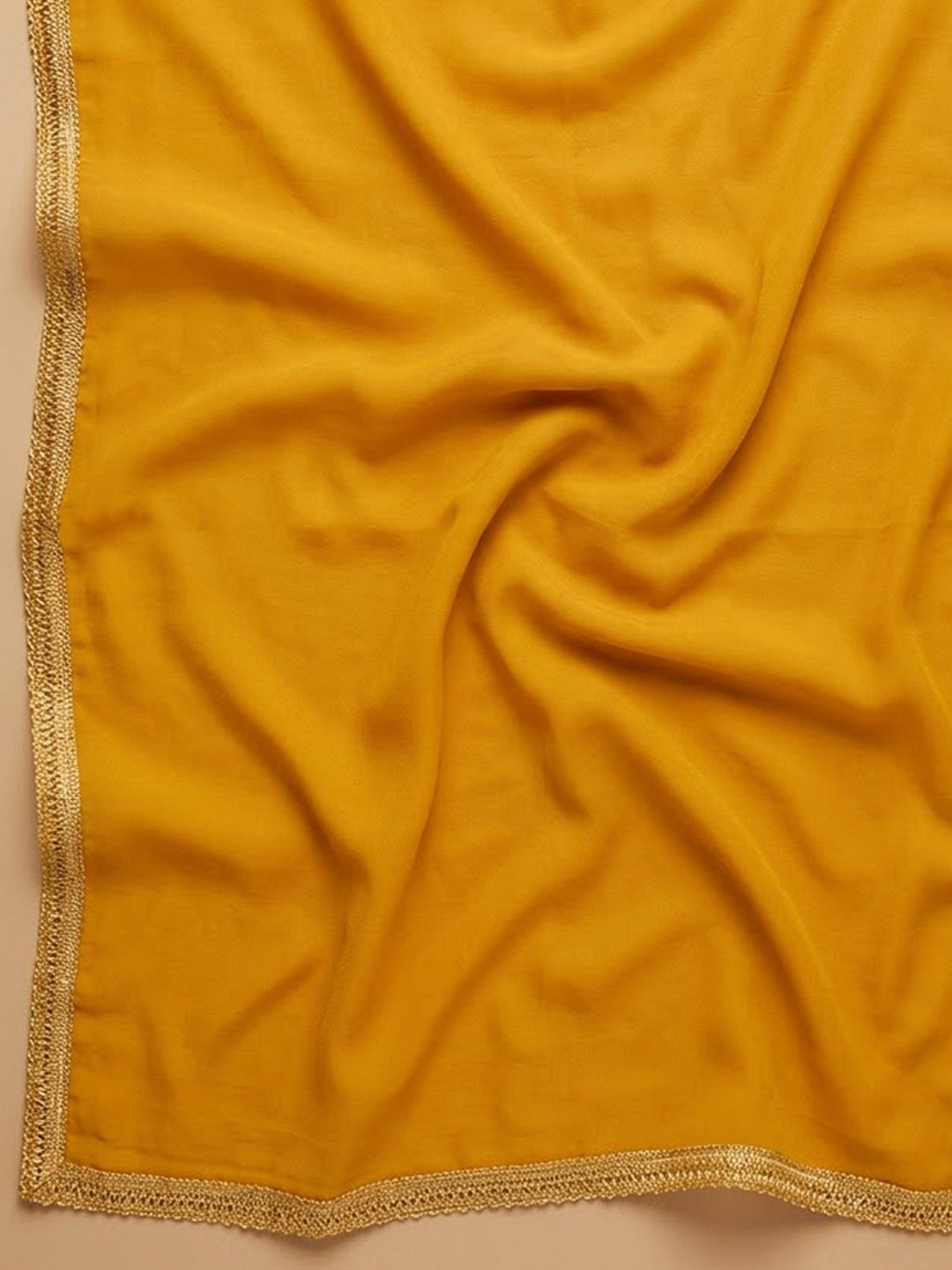 Mustard Cotton Blend Printed Unstitched Dress Material